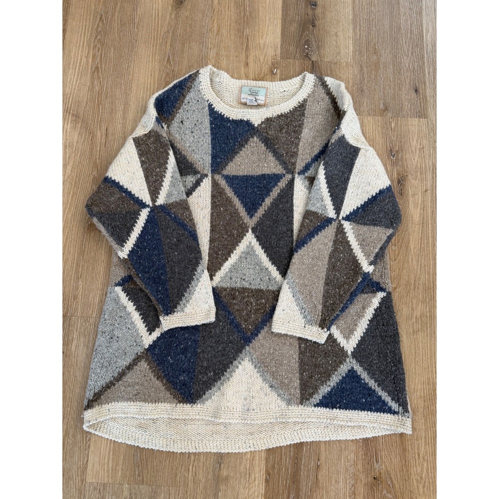 VTG Alpine JK Collection Sweater Womens 22/24 Blue Brown Geometric Wool Angora